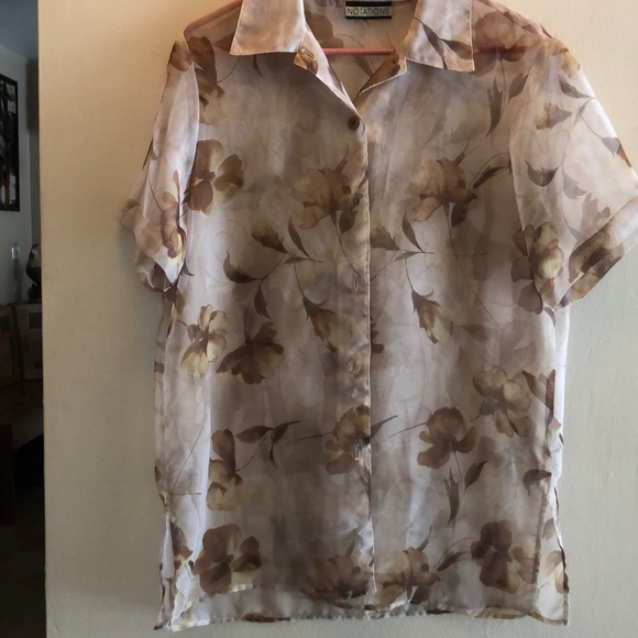 Notations Tops - Notations Sheer Shortsleeved Blouse